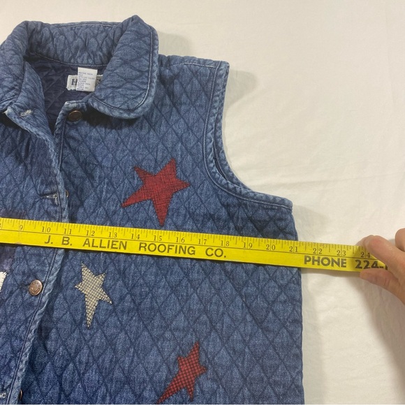 HAIKS Vintage Quilted Vest Women’s Large Denim Patriotic button down collar Top - Picture 5 of 10